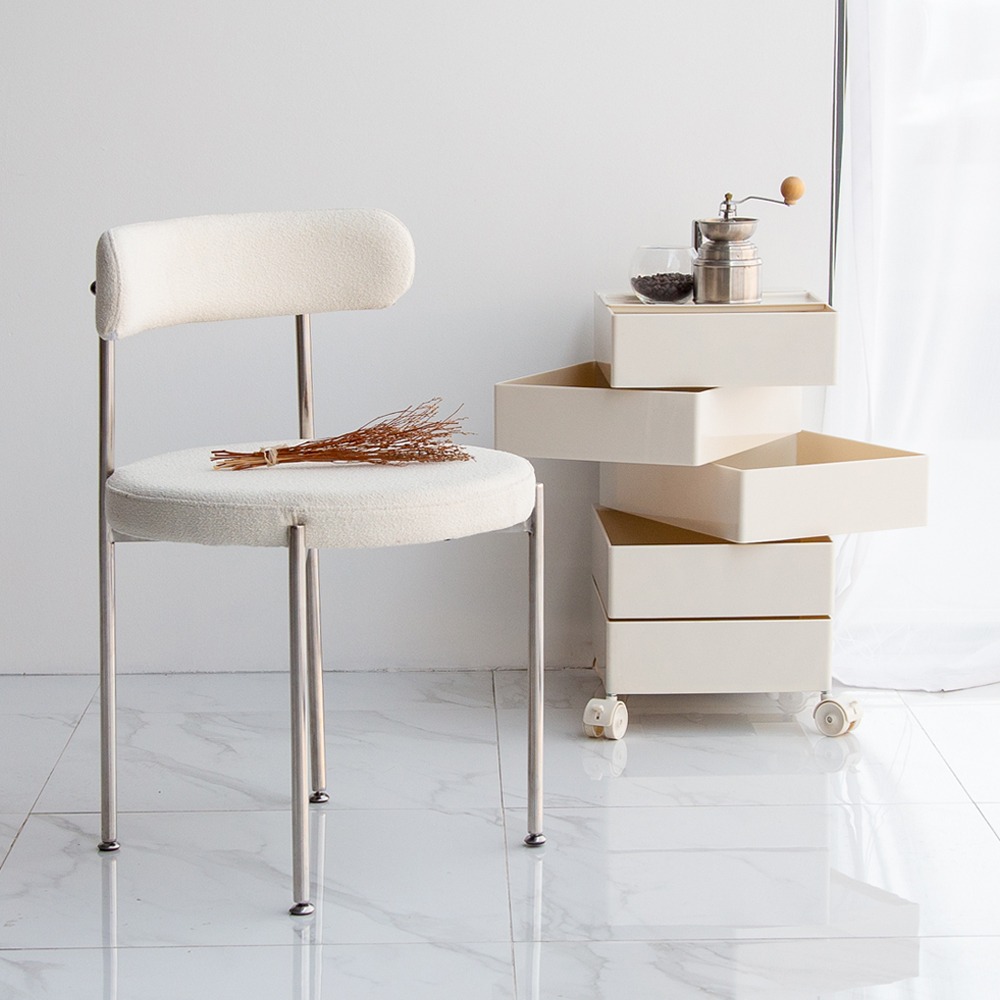 영가구보프 양털 부클레 스테인레스 패브릭 인테리어 디자인 카페 의자