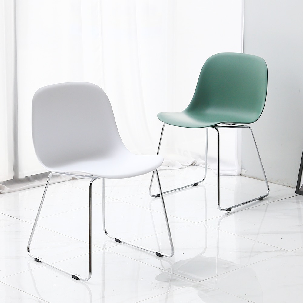 자체브랜드픽 누보 카페의자 플라스틱 철제 슬레드 인테리어 디자인 의자